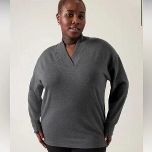 Athleta Clarity V-Neck Sweatshirt Gray Size Loungewear Workout